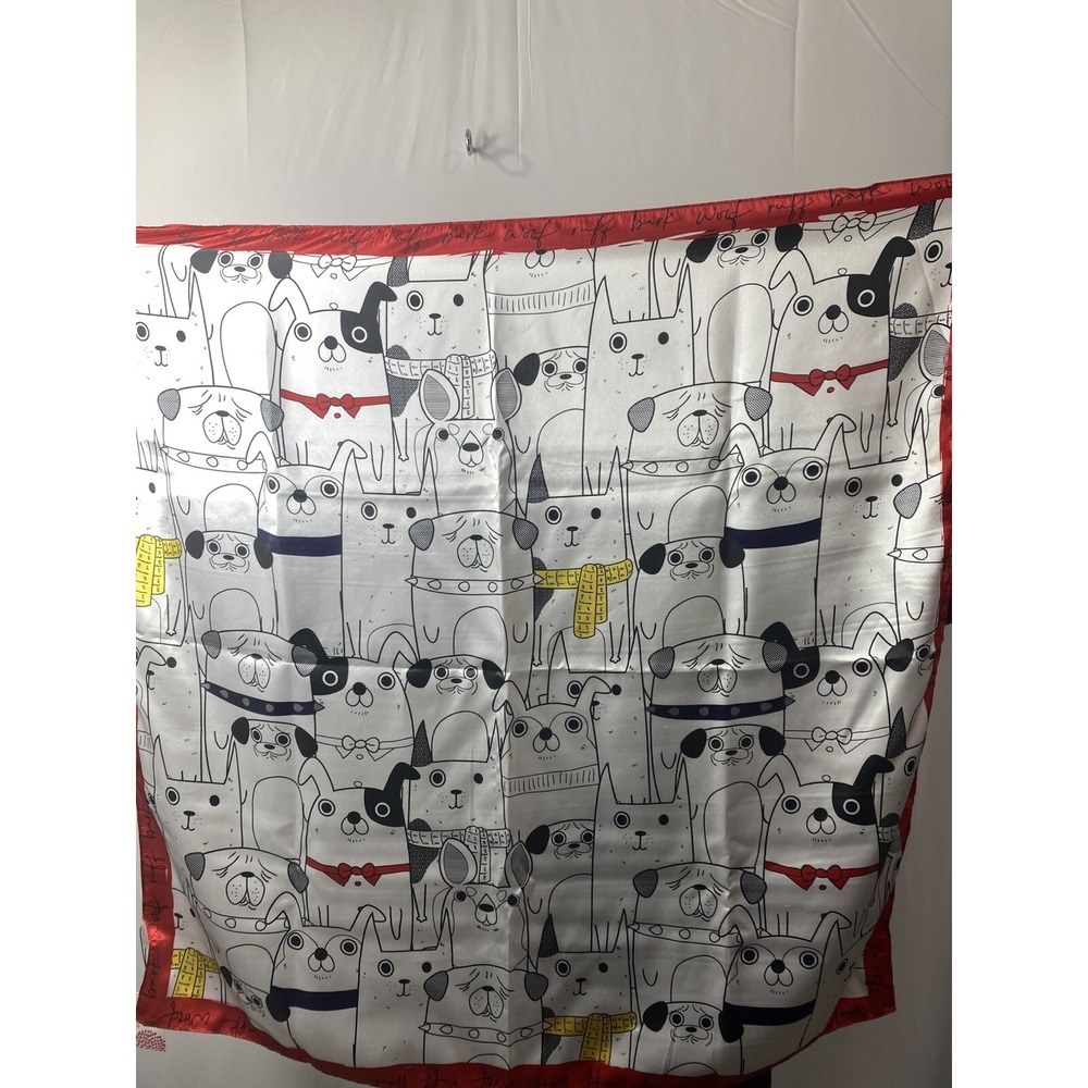 Tickled‎ Pink Womens 100% Matte Satin Dog Lover Scarf Dog Mom Cute Novelty Gifts